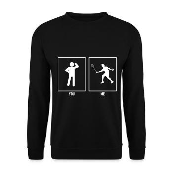 Du - Ich - Tennisspieler - Unisex Pullover - Schwarz - Vorne - Alina (178cm) & Michal (187cm)