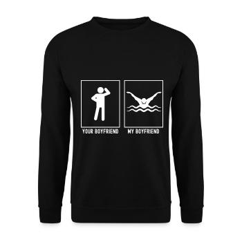 Your Friend - My Friend - Swimming Athletic - Unisex Sweatshirt - black - Front - Alina (178cm) & Michal (187cm)