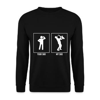 Ihr Vater - Mein Vater - Musik Saxophonist - Unisex Pullover - Schwarz - Vorne - Alina (178cm) & Michal (187cm)
