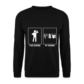 Her Husband - My Husband - Music Band - Unisex Sweatshirt - black - Front - Alina (178cm) & Michal (187cm)