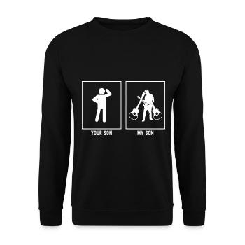 Dein Sohn - Mein Sohn - Mehrfache Gitarre - Unisex Pullover - Schwarz - Vorne - Alina (178cm) & Michal (187cm)