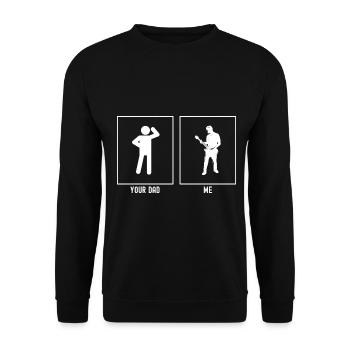 Your father - I - man plays guitar - Unisex Sweatshirt - black - Front - Alina (178cm) & Michal (187cm)