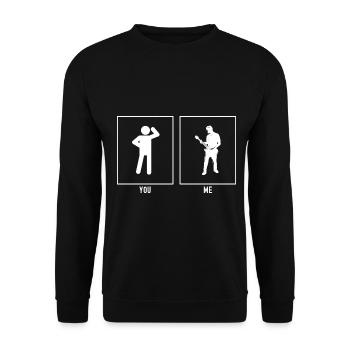 Du - Ich - Gitarrenspieler - Unisex Pullover - Schwarz - Vorne - Alina (178cm) & Michal (187cm)