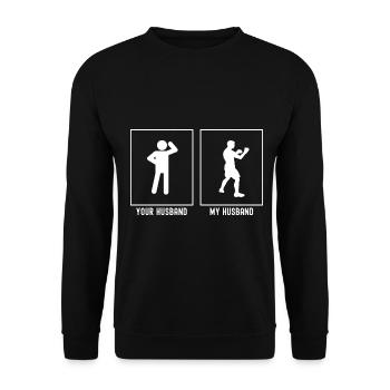 Son mari - Mon mari - Boxe Combat Pose - Sweat-shirt Unisexe - noir - Devant - Alina (178cm) & Michal (187cm)