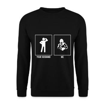 Her Husband - Me - Boxing Amateur - Unisex Sweatshirt - black - Front - Alina (178cm) & Michal (187cm)