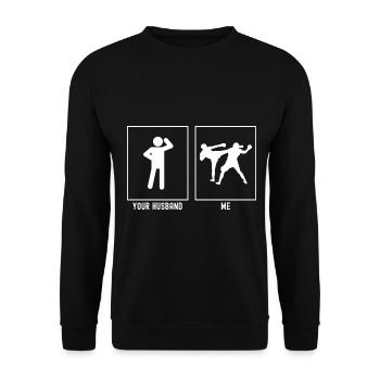 Son mari - Moi - Kickboxing - Sweat-shirt Unisexe - noir - Devant - Alina (178cm) & Michal (187cm)