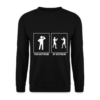Ihr Freund - Mein Freund - Boxing Fight - Unisex Pullover - Schwarz - Vorne - Alina (178cm) & Michal (187cm)