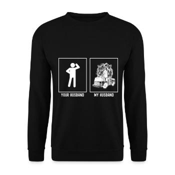 Ihr Ehemann - Mein Ehemann - Feuerwehr-Vektor - Unisex Pullover - Schwarz - Vorne - Alina (178cm) & Michal (187cm)