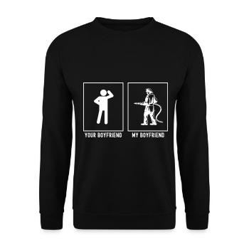 Dein Freund - Mein Freund - Feuerwehraufstellung - Unisex Pullover - Schwarz - Vorne - Alina (178cm) & Michal (187cm)