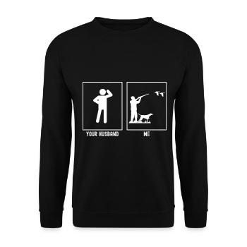 Her husband - I - hunting birds - Unisex Sweatshirt - black - Front - Alina (178cm) & Michal (187cm)
