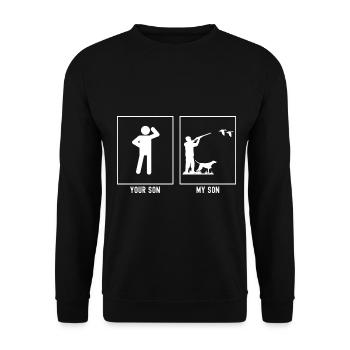 Her Son - My Son - Duck Hunting - Unisex Sweatshirt - black - Front - Alina (178cm) & Michal (187cm)