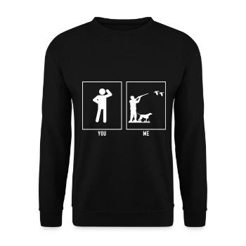 You - Me - Duck Hunt - Unisex Sweatshirt - black - Front - Alina (178cm) & Michal (187cm)