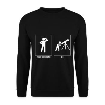 Her Husband - Me - Astronomy Telescope - Unisex Sweatshirt - black - Front - Alina (178cm) & Michal (187cm)
