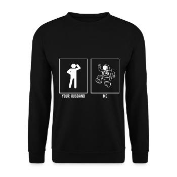 Her Husband - Me - Astronomy Cartoon - Unisex Sweatshirt - black - Front - Alina (178cm) & Michal (187cm)
