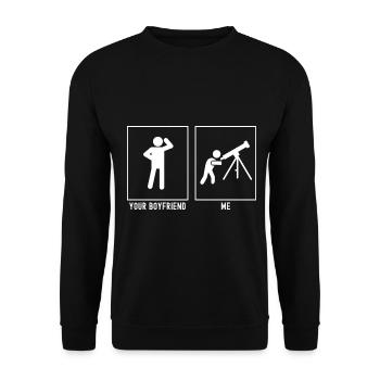 Your Friend - Me - Astronomy Telescope - Unisex Sweatshirt - black - Front - Alina (178cm) & Michal (187cm)