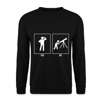 You - Me - Astronomy Telescope - Unisex Sweatshirt - black - Front - Alina (178cm) & Michal (187cm)