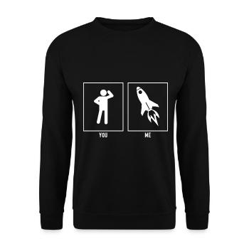 Du - Ich - Astronomie Raketenschiff - Unisex Pullover - Schwarz - Vorne - Alina (178cm) & Michal (187cm)