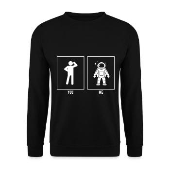 You - Me - Astronomy Cartoon Astronaut - Unisex Sweatshirt - black - Front - Alina (178cm) & Michal (187cm)