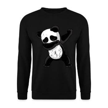 Retro Vintage Grunge Style Dabbing Dab Panda - Unisex Pullover - Schwarz - Vorne - Alina (178cm) & Michal (187cm)