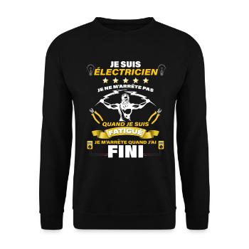 je suis electricien t-shirt homme cadeau - Sweat-shirt Unisexe - noir - Devant - Alina (178cm) & Michal (187cm)