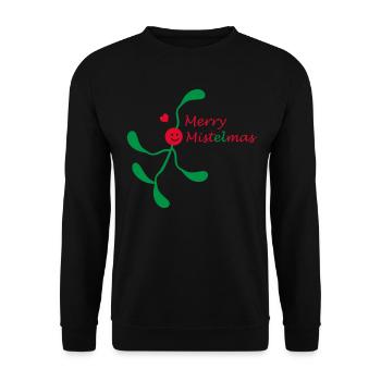 Mistelzweig Wortspiel Weihnachten - Unisex Pullover - Schwarz - Vorne - Alina (178cm) & Michal (187cm)