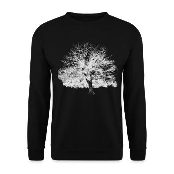 Winterbaum weiss - Unisex Pullover - Schwarz - Vorne - Alina (178cm) & Michal (187cm)
