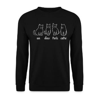 Un deux trois cat drôle chat chat tee cats français - Sweat-shirt Unisexe - noir - Devant - Alina (178cm) & Michal (187cm)