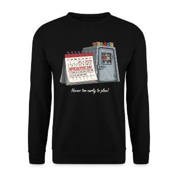 Apokalypse Day - Plan B für den Notfall - Unisex Pullover - Schwarz - Vorne - Alina (178cm) & Michal (187cm)