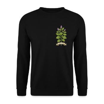 Mentha piperita | Frischer Atem der Natur - Unisex Pullover - Schwarz - Vorne - Alina (178cm) & Michal (187cm)
