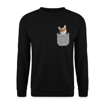 Chaton dans la poche de poitrine - Sweat-shirt Unisexe - noir - Devant - Alina (178cm) & Michal (187cm)