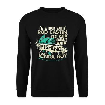 Angeln Design 02 - Unisex Pullover - Schwarz - Vorne - Alina (178cm) & Michal (187cm)
