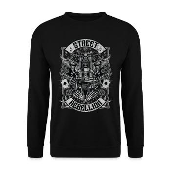 STREET REBELLION - Biker & Motorcycle Shirt Gift - Unisex Sweatshirt - black - Front - Alina (178cm) & Michal (187cm)