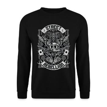 Rue rébellion Motard Rocker Outlaw - Sweat-shirt Unisexe - noir - Devant - Alina (178cm) & Michal (187cm)