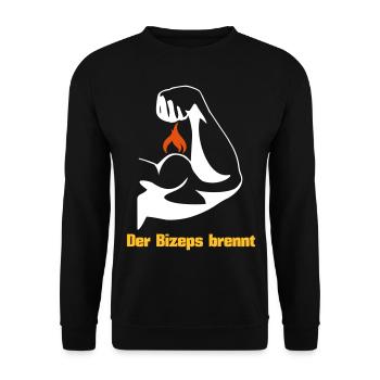 Der Bizeps brennt Muskeln Sport Fitness - Unisex Pullover - Schwarz - Vorne - Alina (178cm) & Michal (187cm)