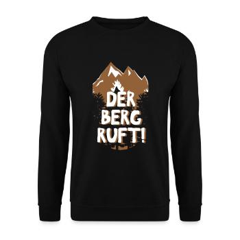 Der Berg ruft! Wandern Natur Outdoor Berge Gipfel - Unisex Pullover - Schwarz - Vorne - Alina (178cm) & Michal (187cm)