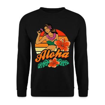 Hula Girl Aloha - Unisex Sweatshirt - black - Front - Alina (178cm) & Michal (187cm)