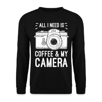 Coffee Camera Photographer Birthday Christmas Idea - Unisex Sweatshirt - black - Front - Alina (178cm) & Michal (187cm)