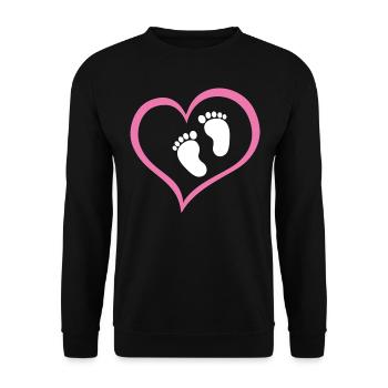 Baby Girl Footprint with Heart - Unisex Sweatshirt - black - Front - Alina (178cm) & Michal (187cm)