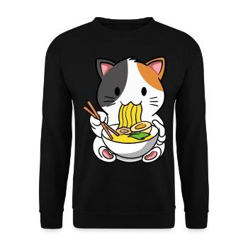 Chat Ramen Soupe de nouilles - Sweat-shirt Unisexe - noir - Devant - Alina (178cm) & Michal (187cm)