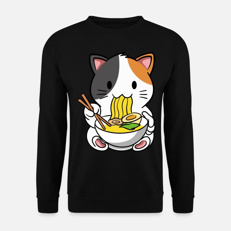 Katze Ramen Nudelsuppe - Unisex Pullover - Schwarz