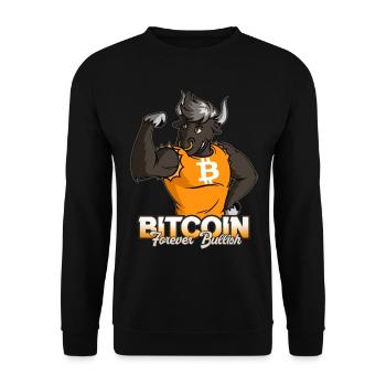 BITCOIN DESIGN CRYPTO BULL RUN gift for traders - Unisex Sweatshirt - black - Front - Alina (178cm) & Michal (187cm)