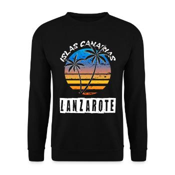 Lanzarote Sommer Sonne Strand Meer Palmen - Unisex Pullover - Schwarz - Vorne - Alina (178cm) & Michal (187cm)