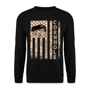 American Flag Cornhole Bean Bag Toss Lawn Game - Sweat-shirt Unisexe - noir - Devant - Alina (178cm) & Michal (187cm)