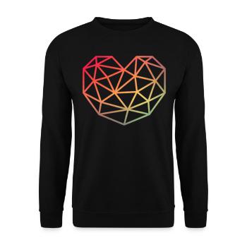 Polygon Herz Farbverlauf bunt Liebe Musik Romantik - Unisex Pullover - Schwarz - Vorne - Alina (178cm) & Michal (187cm)