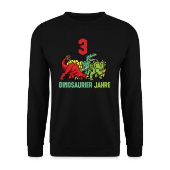 Dinosaur 3 years boy birthday - Unisex Sweatshirt - black - Front - Alina (178cm) & Michal (187cm)