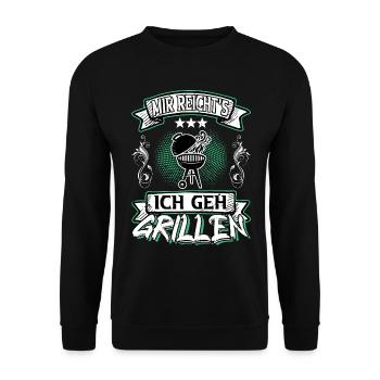 Grill Grillen Griller BBQ Spruch Lustig Humor - Unisex Pullover - Schwarz - Vorne - Alina (178cm) & Michal (187cm)