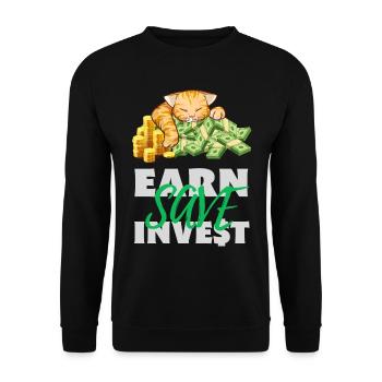Finance, Cat, Gagnez Économisez Investir - Sweat-shirt Unisexe - noir - Devant - Alina (178cm) & Michal (187cm)