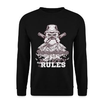 Bulldog My Money My Rules – Mein Geld Meine Regeln - Unisex Sweatshirt - black - Front - Alina (178cm) & Michal (187cm)