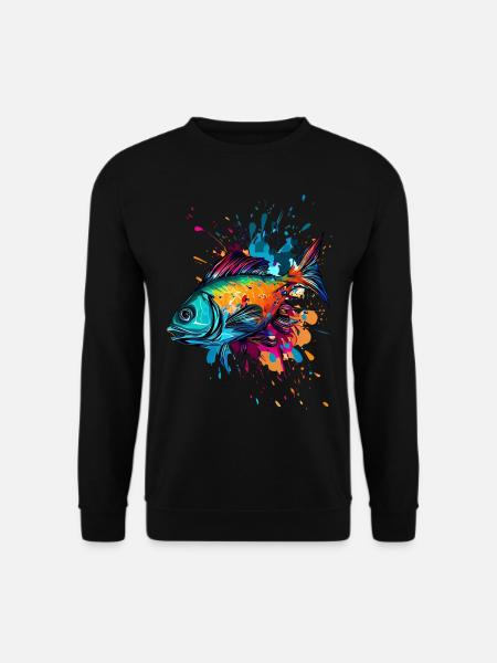 Farbenfroher Fisch - Unisex Pullover - Schwarz