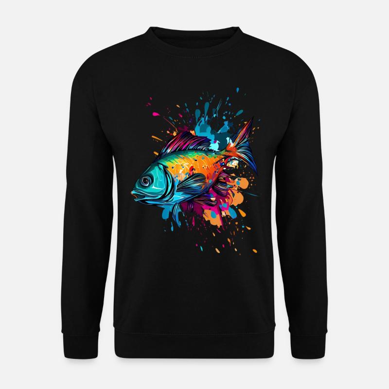 Farbenfroher Fisch - Unisex Pullover - Schwarz